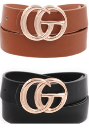 2 Pack G-Buckle Belts Liam & Company Belt One Size 24-32" Waist / Brown Multi