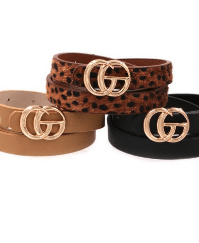 3 Pack Fashion Belts Liam & Company Belt One Size 24-32" Waist / Brown Cheetah