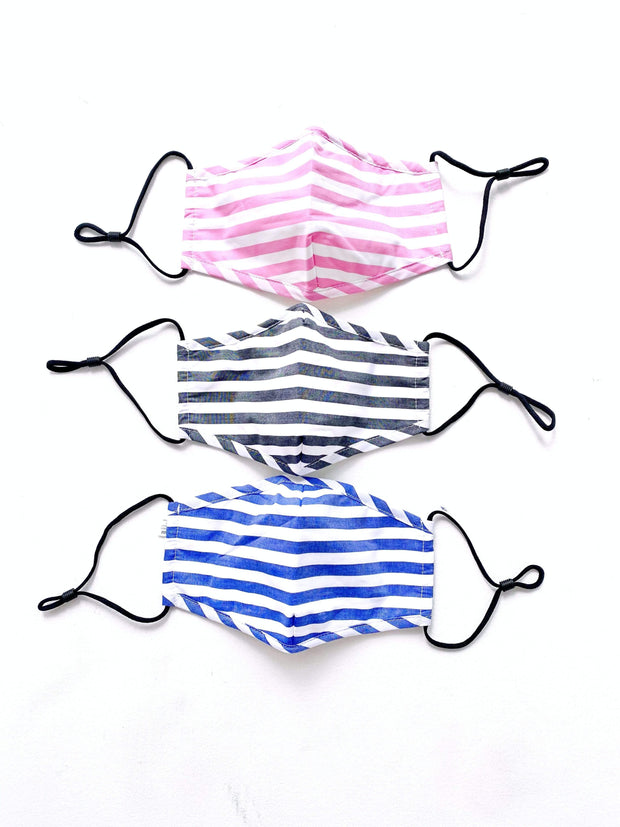 Adjustable Face Mask w/ Filter Pocket Liam & Company Accessories Pink Stripe