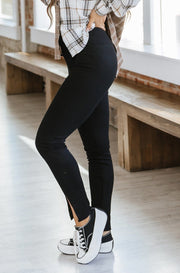 Casual Slit Knit High Waisted Leggings | S-XL