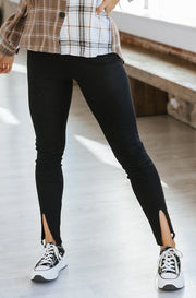 Casual Slit Knit High Waisted Leggings | S-XL
