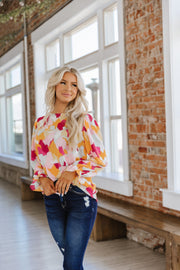 Multicolor Puff Sleeve Blouse S-2XL